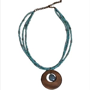 TURQUOISE & WOOD NECKLACE